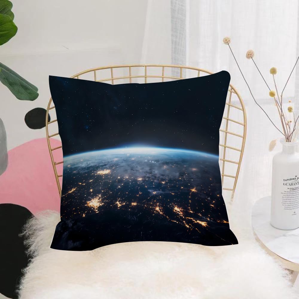 HYOSXW Cushion Cover,Throw Pillow Case Home Decorative for Living Room Bedroom Sofa Chair 16X16 Inch,Look at the spectacular scene of the earth from space。,Pillowcase 40X40cm