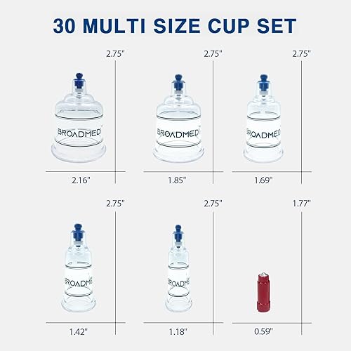 Miniatura 4 de Juego de 30 tazas de terapia de ventosas premium, incluye mango de bomba, tubo de extensión, palos de masaje, fabricado en Corea