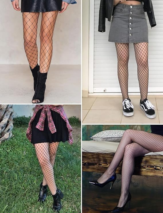 Image of Fishnet Stockings for Women With Stretch Waistband,Fishnets With Reinforced Toes, Fishnet Tights With High Elastic