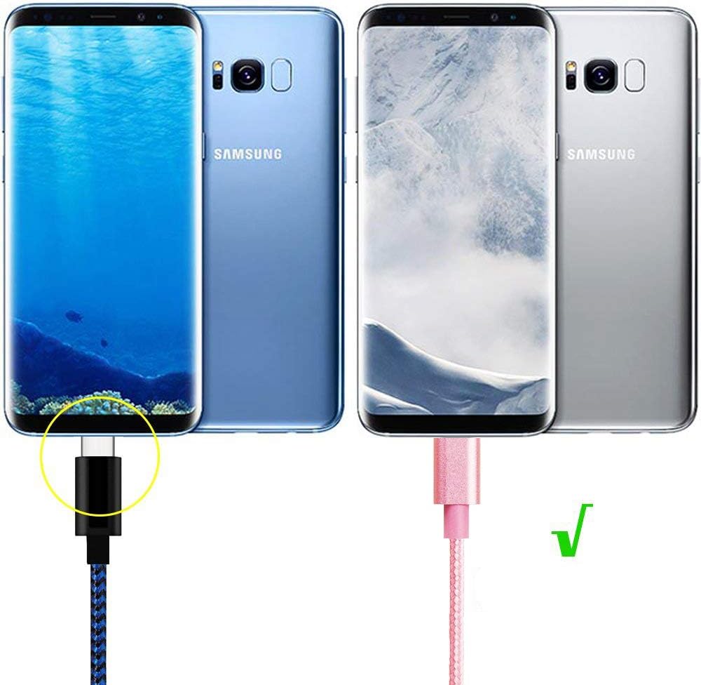 USB Type C Cable 3Pack 3FT 6FT 10FT Nylon Braided 2.0 Charger Cable Compatible with Samsung Galaxy Note 9 S10 S9+ A9 Star A8 A7, Nexus 6P 5X, Moto Z Z2, LG V30 G6, Moto X4 Z3 (Rose Gold)