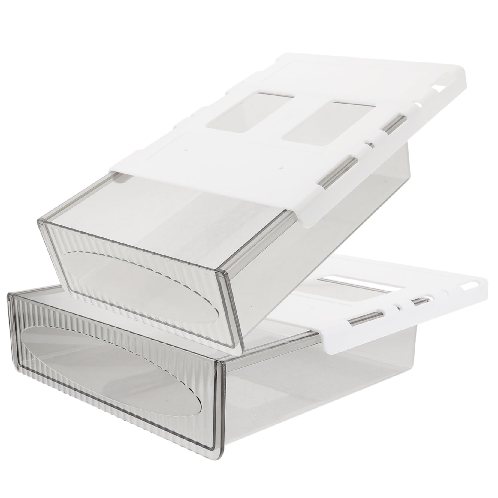 2pezzi Sotto Scrivania in Plastica Organizer da Ufficio Cassetto Nascosto per Contenere Oggetti Design Creativo Resistente e Pratico per Uso Quotidiano