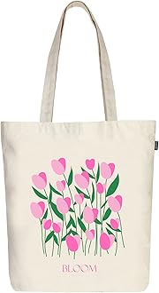 EcoRight 100% Organic Canvas Tote Bag with Zip, Eco-friendly Small Tote Bags for Women for Christmas, Travel, Beach & Shopping