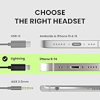 Vista 3 de Avantree Paquete Resove-L y TW106: auriculares con cable Lightning y control de volumen en línea, diseñados para oídos pequeños a medianos, gran