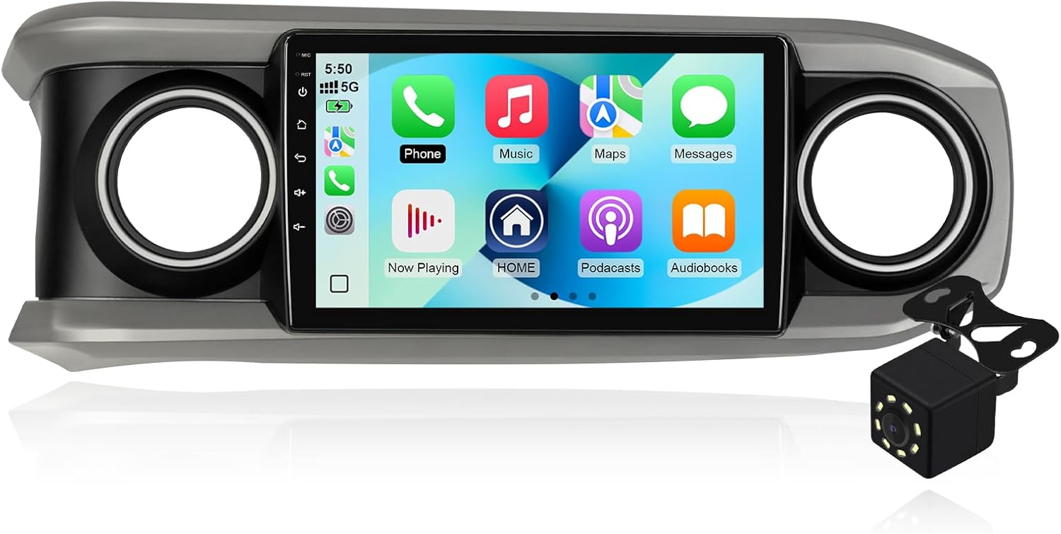 2+64G Android 14 Double Din Car Stereo for Toyota Tacoma 2016-2022 with 10.1 Inch Touchscreen Radio Built-in Wireless Carplay/Android Auto/GPS/Bluetooth/FM/AUX/Steering Wheel Controls/Backup Camera