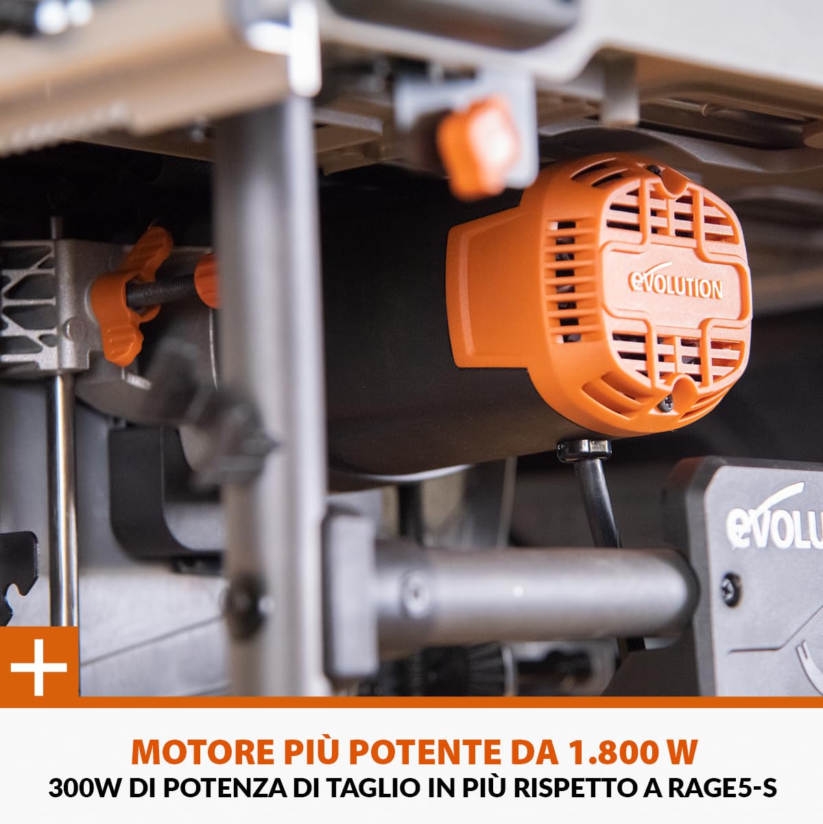 Evolution Power Tools R255TBL+ Sega Da Banco (La Prossima Generazione Rage 5-S) Lama Da Taglio Multimateriale Inclusa Taglia Legno Metallo Plastica, Smusso A 45°, Angolo Obliquo +/- 60°, 1800w