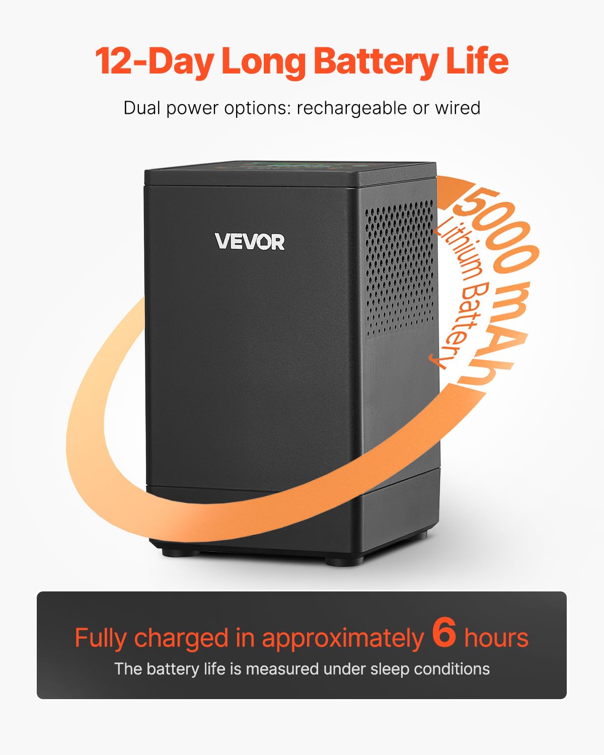 VEVOR Détecteur de Radon Domestique, 0,054-540 pCi/L, Écran LCD Couleur Affichage Temps Réel, Surveillance à Court et Long Terme, Prise en Charge de Plusieurs Périodes Détection, Alimenté par Batterie