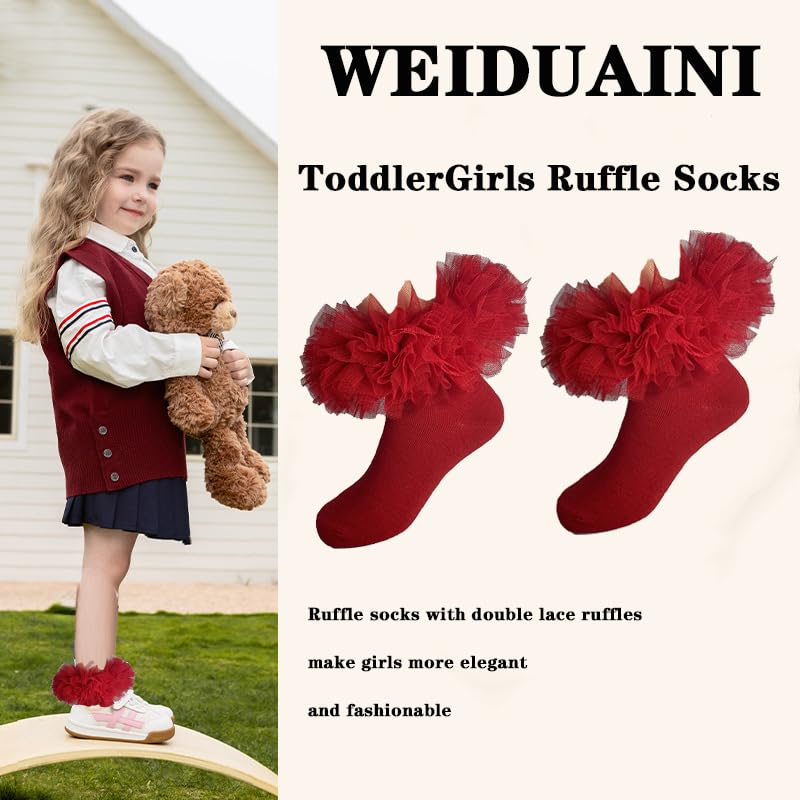 Baby Girl Socks Turn Cuff Double Lace Big Ruffle Socks for Toddlers4