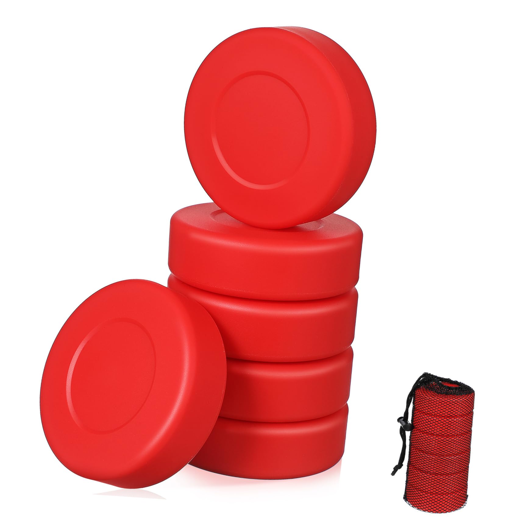 Mikikit Ice Hockey Balls 6 Pieces PVC Hockey Pucks for Boys and Girls Field Hockey Balls Soft Outdoor/Indoor Balls Compact Net Bag