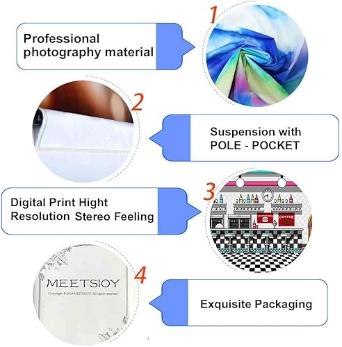 Miniatura 5 de Soda Shop - Telón de fondo de comedor para fiesta de rock roll de los años 50, fondo retro para cena, música rock, decoración clásica de fiesta de