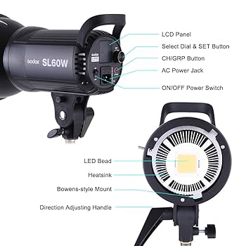 Godox SL60W ビデオライト Godox 60W SL Series AC Powered Video LED Light White