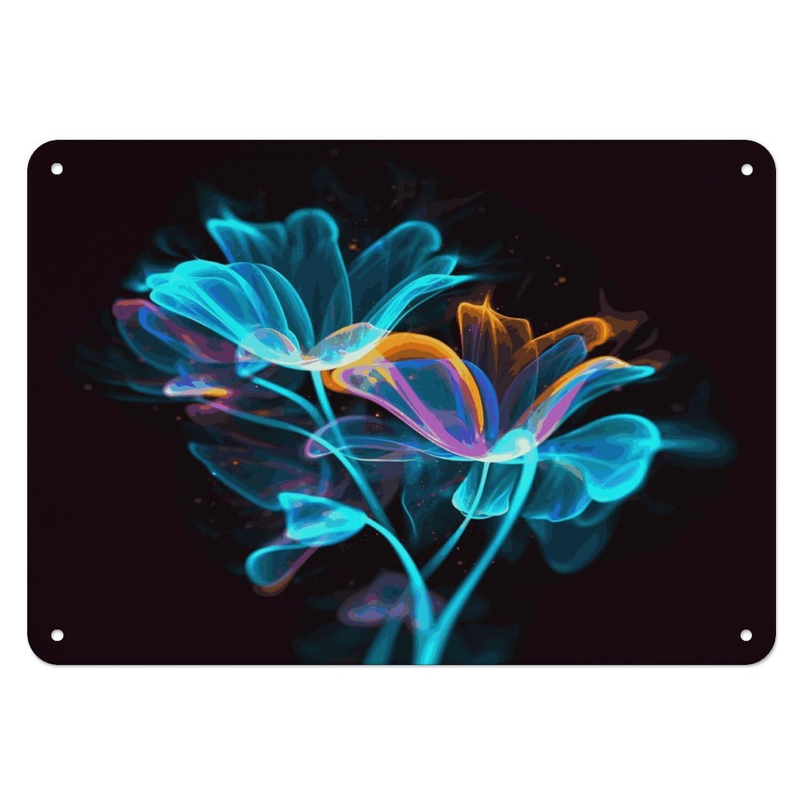 Fekiloot Style Neon Flowers Wall Decor Iron Painting Metal Sign