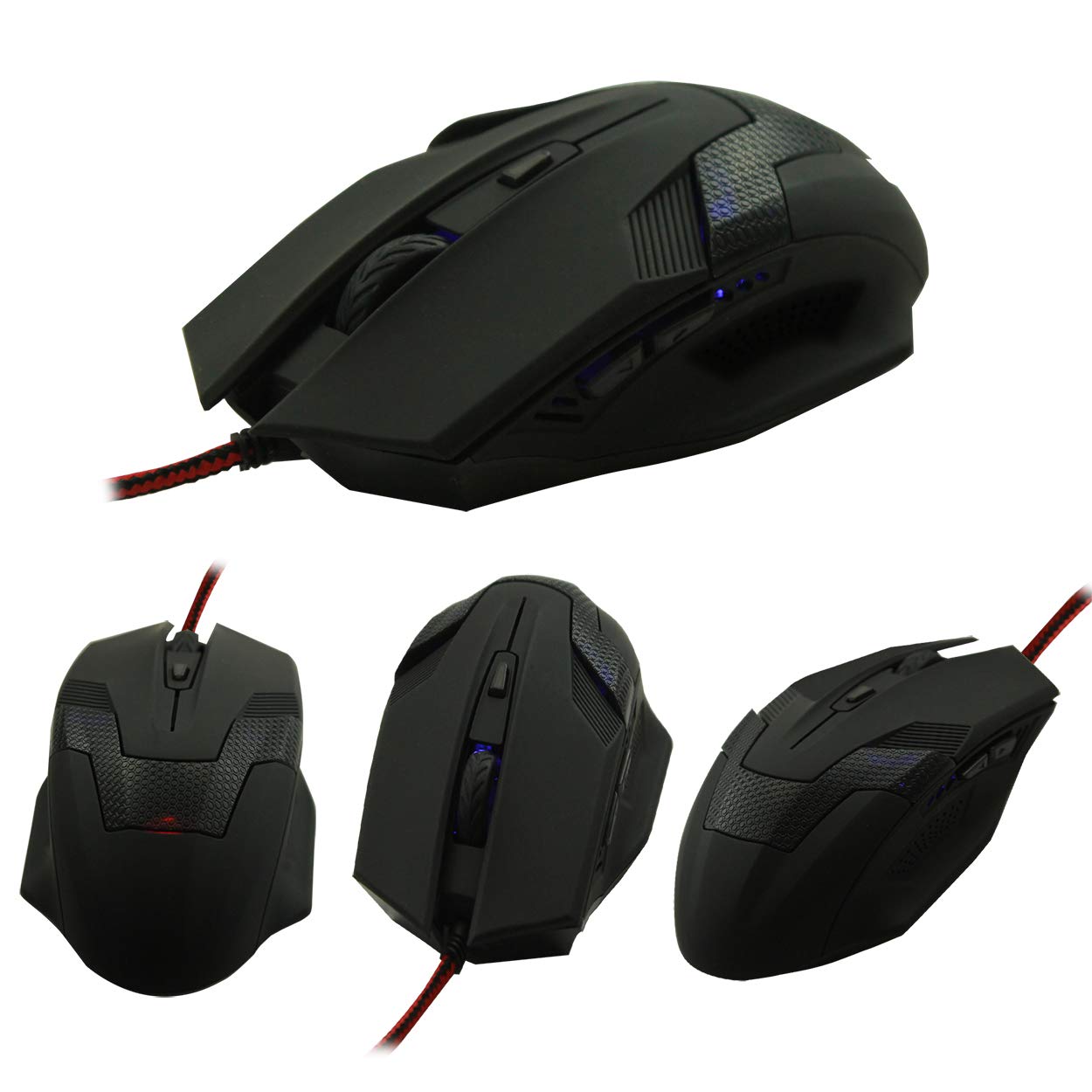 InstallerCCTV USB Wired Gaming Mouse,6-Button Optical Frosted Surface Pro Luminous Computer Mouse, Smooth Precise and Affordable for Home and Office