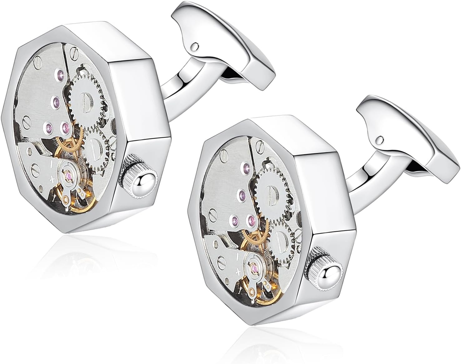 HONEY BEAR Mens Shirt Cufflinks Working Watch Movement for Wedding Business Gift