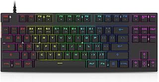 Motospeed CK82 Gaming Mechanical Keyboard Customizable RGB Backlight 87 Keys Anti-Ghosting Wired Keyboard with Red Switches for Mac & PC Laptop Black
