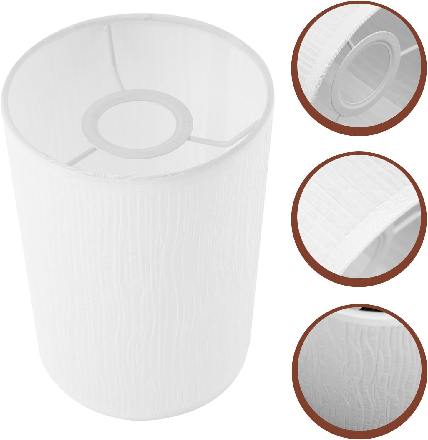 Unomor Cylinder Lampshades, Fabric Linen Drum Lamp Shade E27/E14 Bell Clip On Lamp Cover Table Light Cover Natural Lamp Holder Replacement for Table Lamp Floor Light Pendant Lamp 7.87X5.51X5.51in