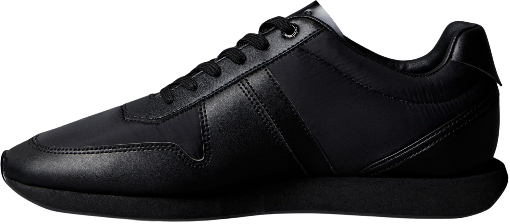 Calvin Klein Men's Retro Run LACE Mix EMB Tongue YM0YM01400 Low Top, Black (Triple Black), 8