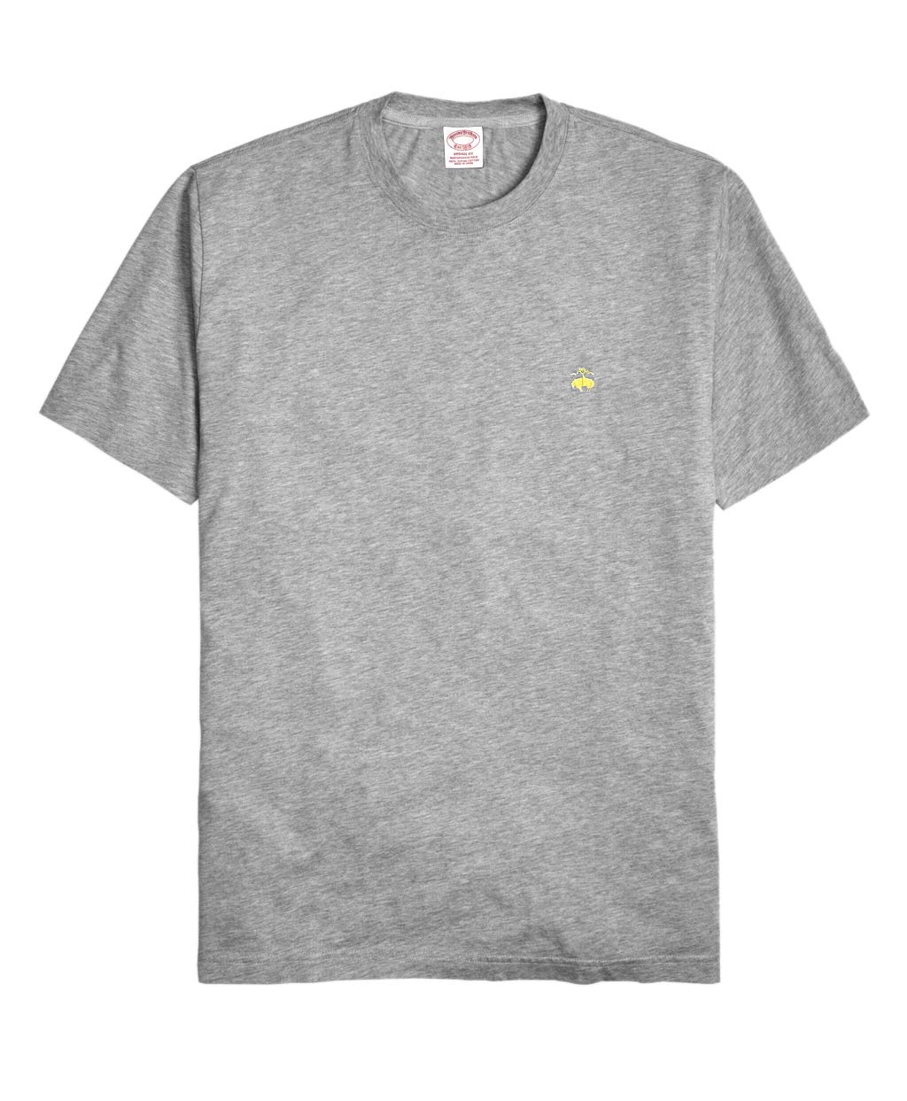 Brooks Brothers Men's Classic Fit All Cotton Crewneck Tee T-Shirt Heather Grey Medium Heather Grey/Gold Embroidery