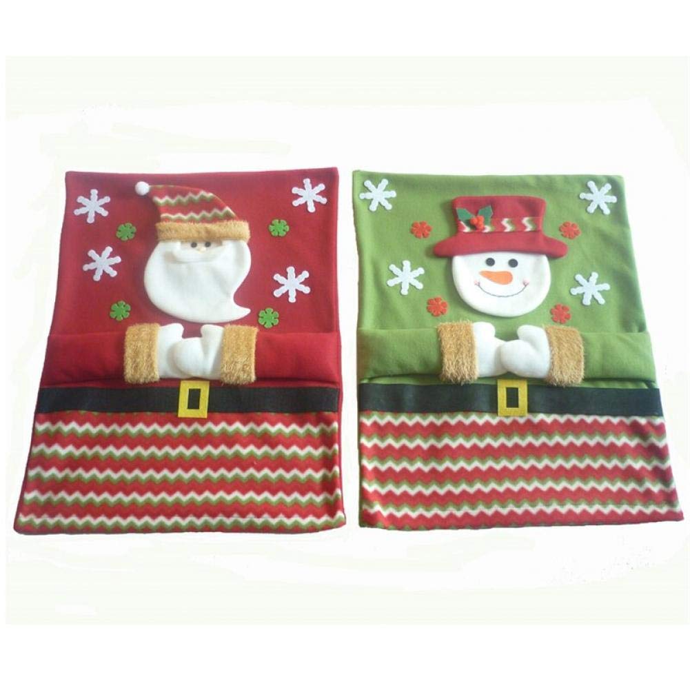 Chaise de Noël couverture lot de 2 bonnet de Père Noël et bonhomme de neige