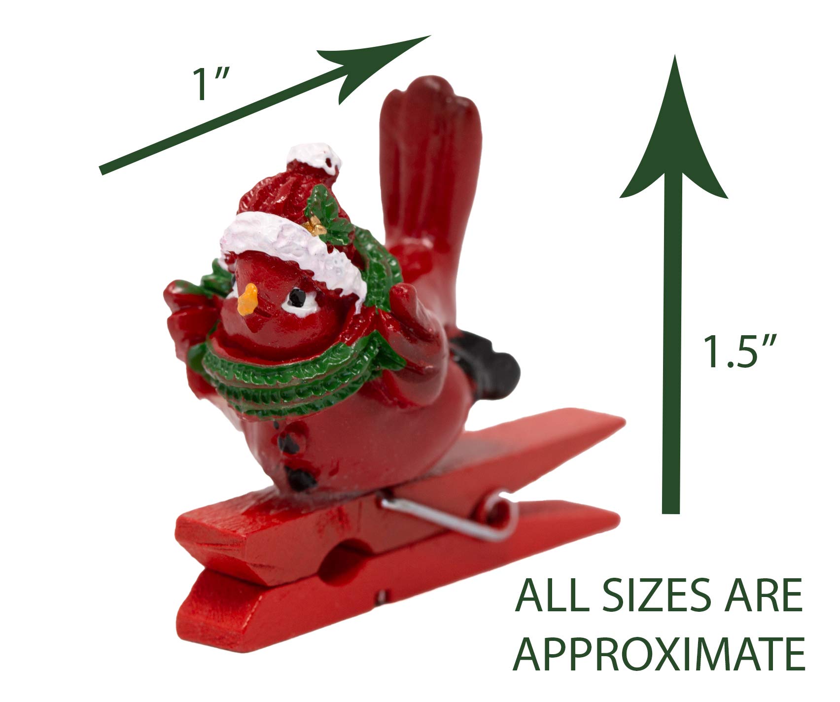 BANBERRY DESIGNS - Set Di 18 Decorazioni Natalizie A Clip Con Cardinali Rossi Miniatura Per Albero