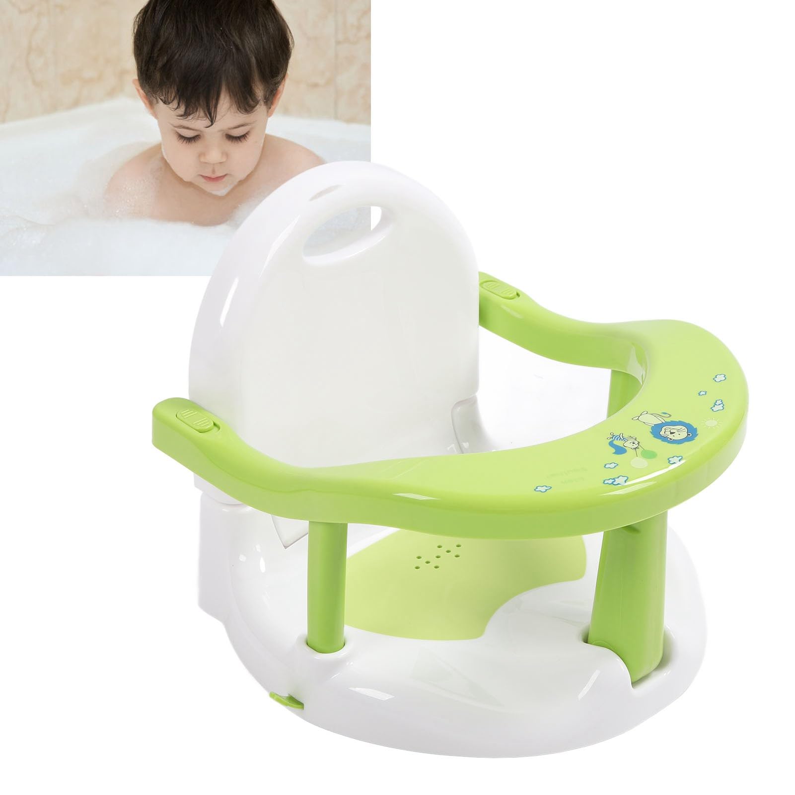Seggiolino da Bagno, pieghevole antiscivolo con altezza regolabile, Seggiolino Pieghevole 4 ventose for neonati 6-36 mesi bagnetto famiglia