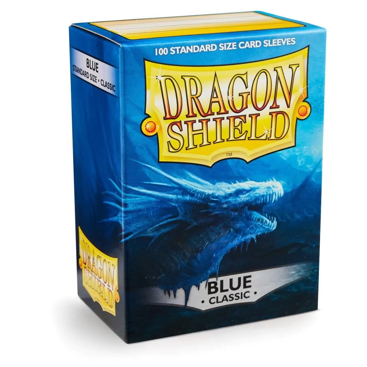 Dragon Shield Classic Blu – 100 Bustine Protettive Per Carte, Misura Standard (63x88 Mm), Spessore 120μ, Senza PVC, Scatola Robusta