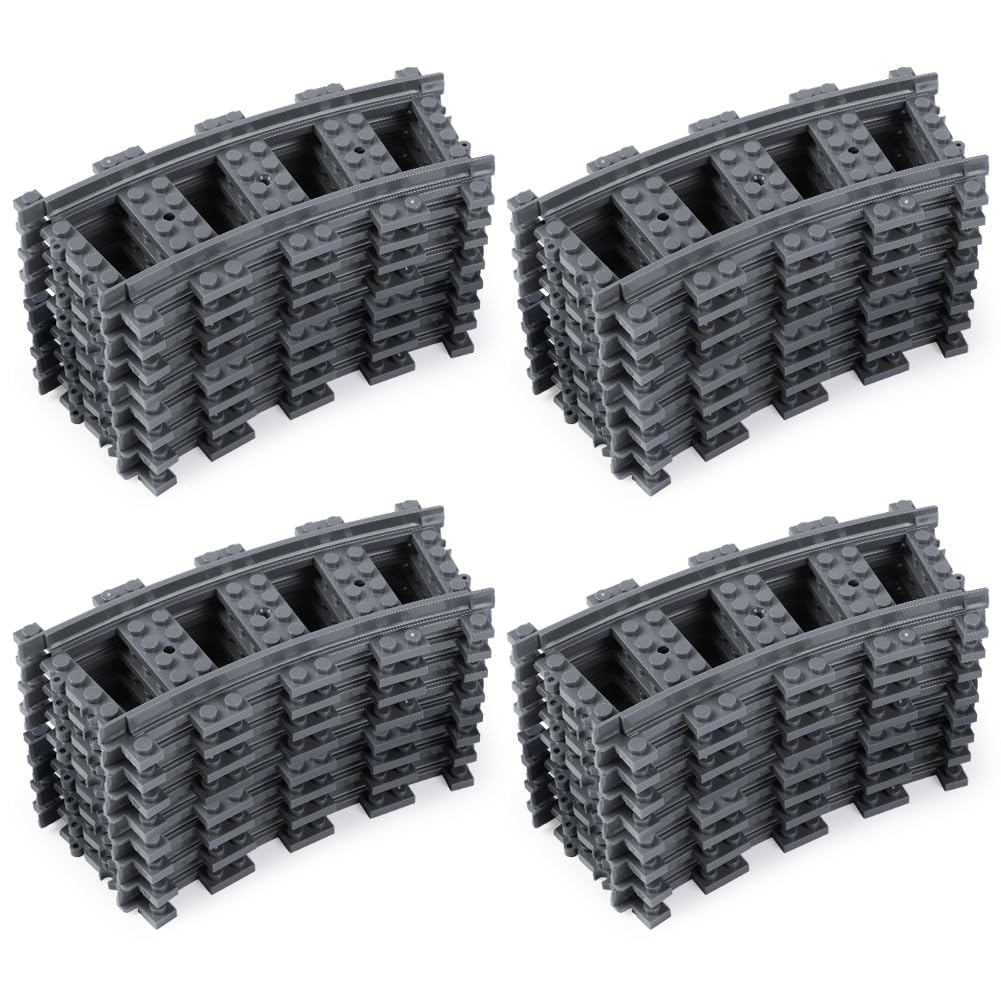 HOTUT 32 PCS Building Blocks City Train Tracks Set, City Train Tracks, 32 Curved Rails, Classic Train Tracks Accessories, Construction Toy Set Compatible with with All Major Brand — image 1