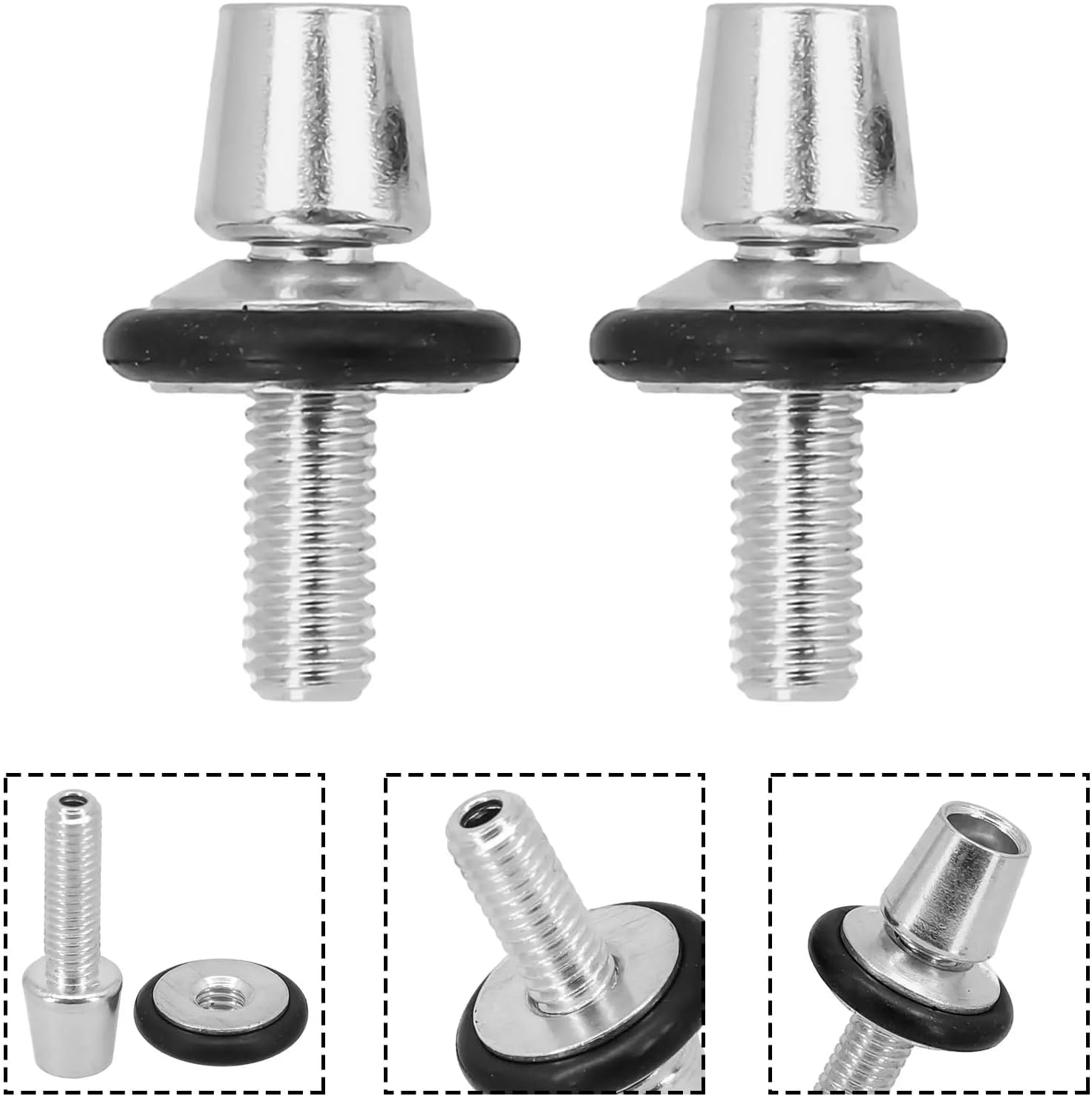 2pcs Bike Bicycle C/V Brake Caliper Cable Bolts Adjusters M6 Aluminum Alloy Durable Bolt Fits for-Shimano Dia Compe Campagnolo, 1, silver