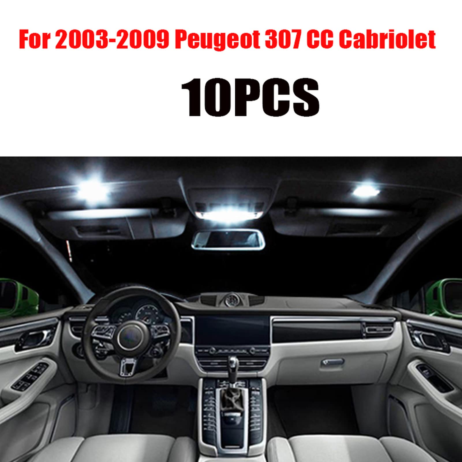 Carte de Kit de Lampe de Lecture de lumière intérieure LED sans Erreur Canbus, pour Peugeot 407 SW/ 307 CC Cabriolet 2004-2010 Accessoires de Voiture Blanche
