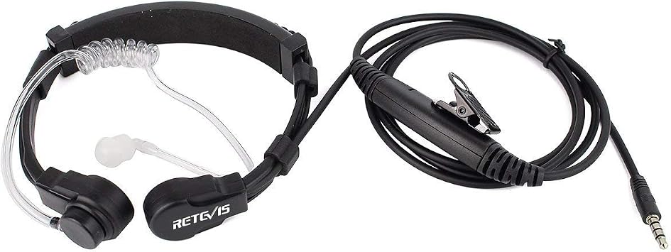 Retevis Adjustable Throat Mic Earpiece with Mic 1 Pin 3.5mm, Covert Acoustic Tube Earpiece with PTT Back Clip1 Pack