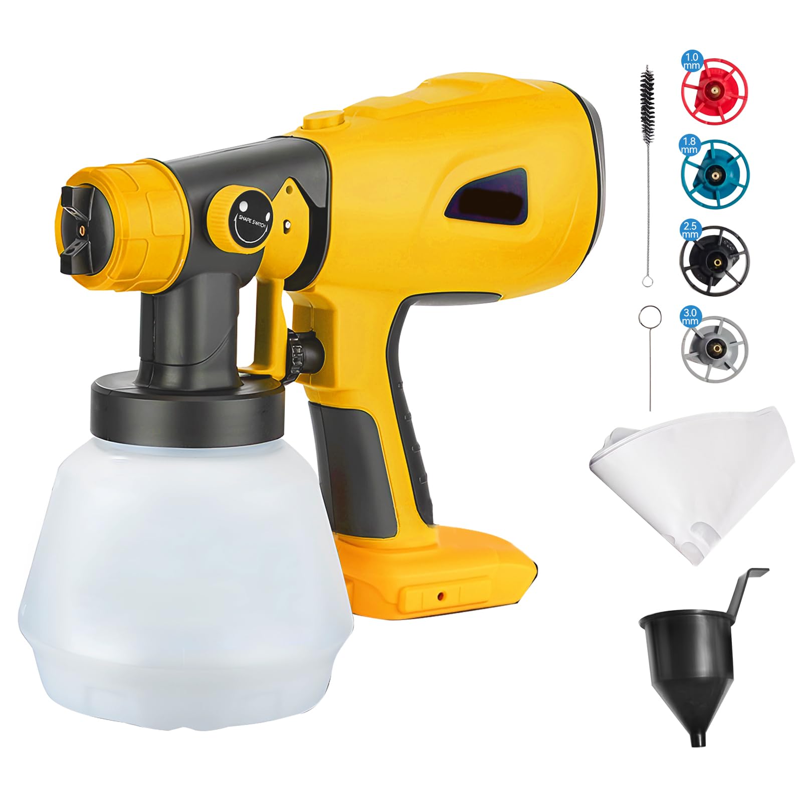 Cordless Paint Sprayer Compatible with Dewalt 18V-20V Battery, Electric Handheld Paint Spray Gun with 4 Nozzles 3 Spray Patterns 1000ML Container for Walls Furniture Painting (for Dewalt)