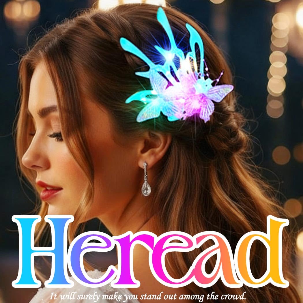 HEREAD Light Up Butterfly Hair Clips Mermaid Hair Accessoeries Pearl Hair Barrettes for Women - Image 6