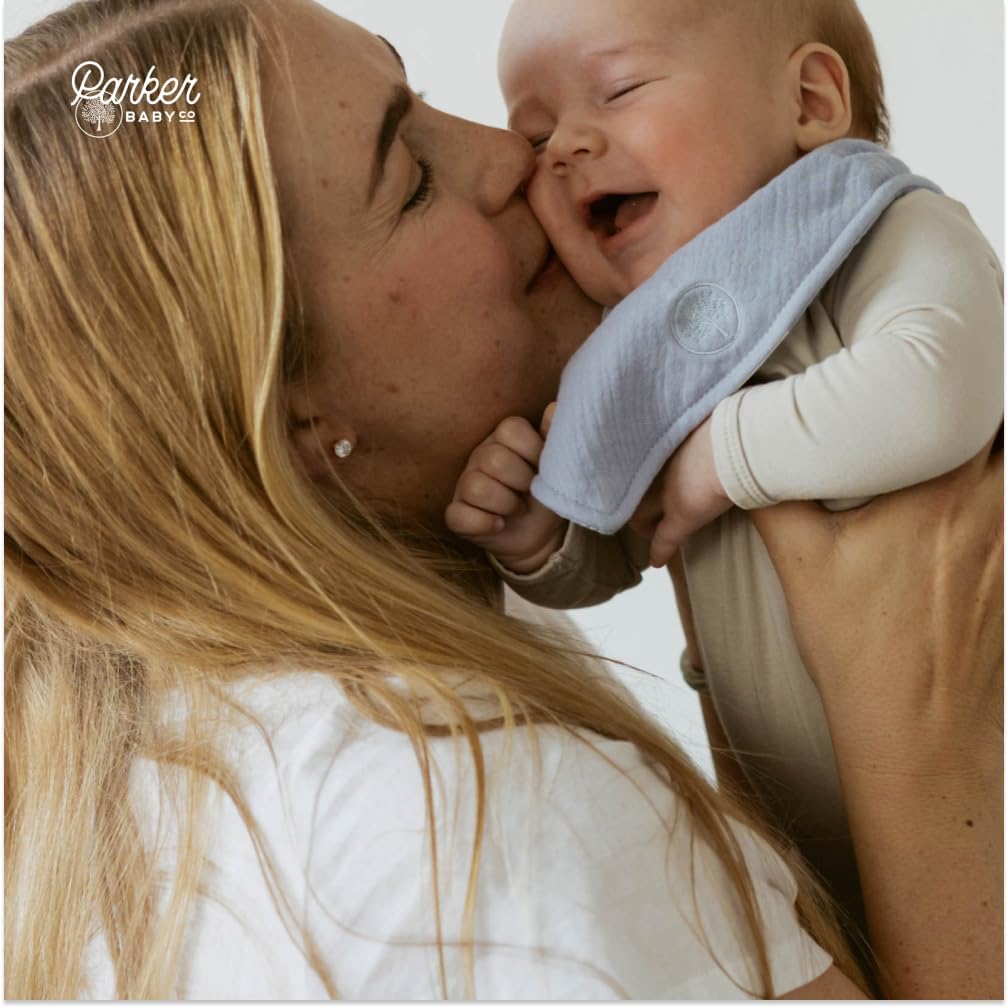 Parker Baby Muslin Bandana Drool Bibs | 100% Soft Muslin Cotton, Absorbent & Adjustable | Stylish Teething & Drooling Bibs - Image 6