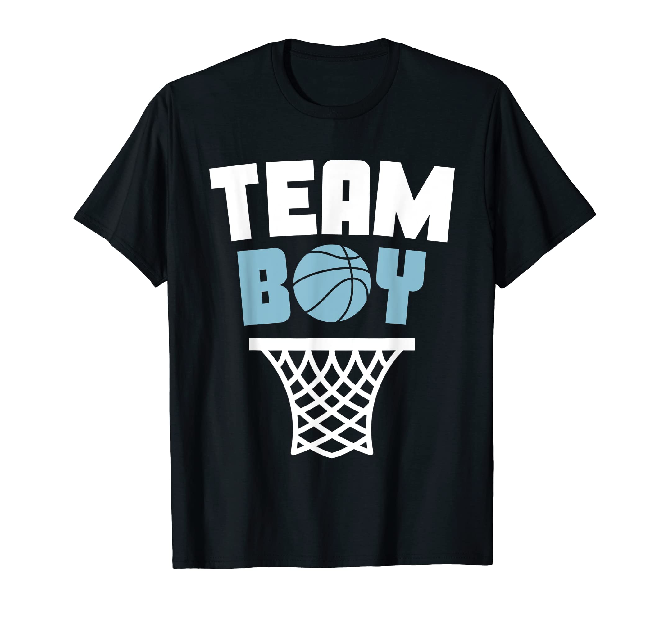 Cute Baby Gender Reveal Basketball Family MatchingTeam Boy Basketball Gender Reveal Blue Baby Shower Party T-Shirt