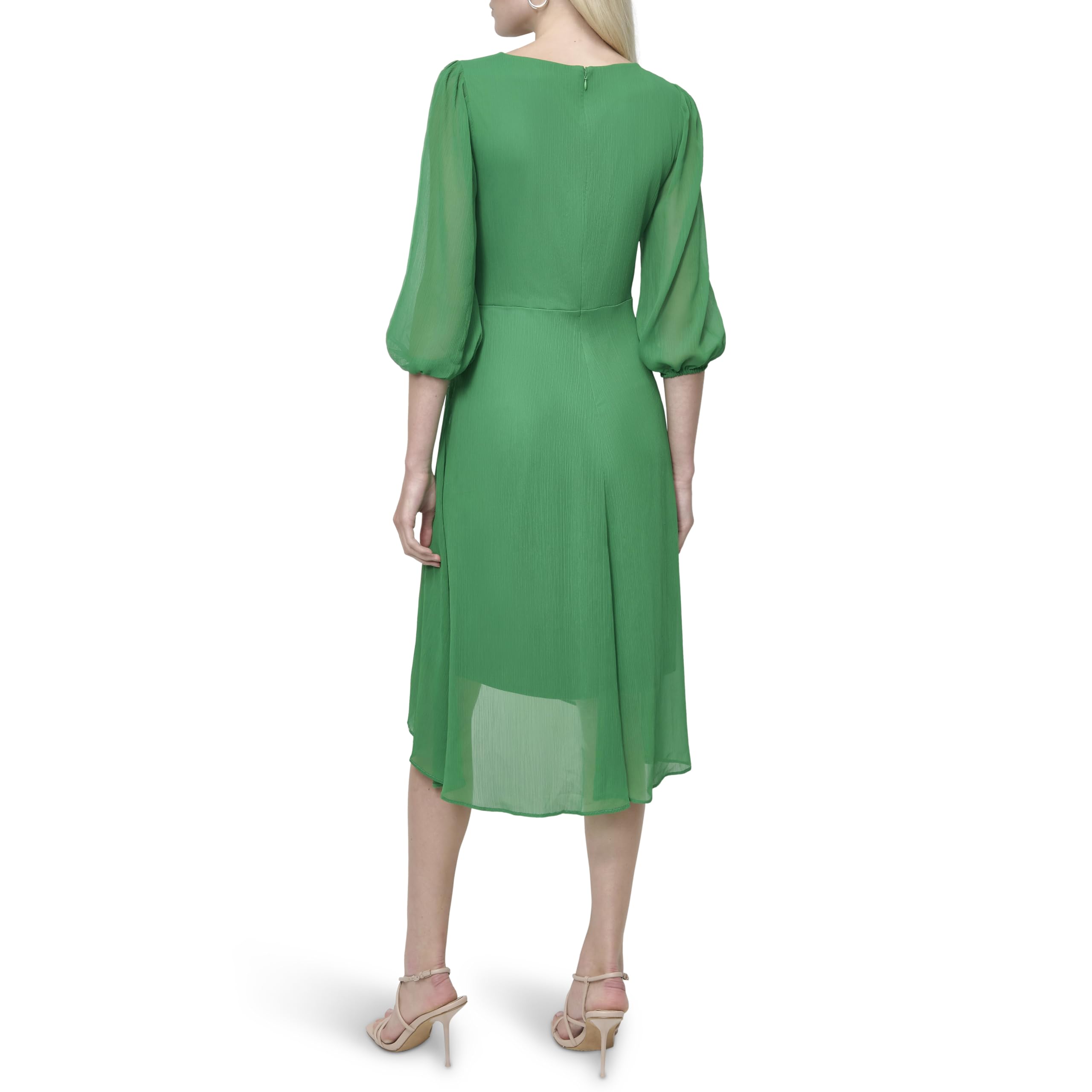 DKNY Balloon Half Sleeve Faux Wrap Midi Dress Vestito da Donna