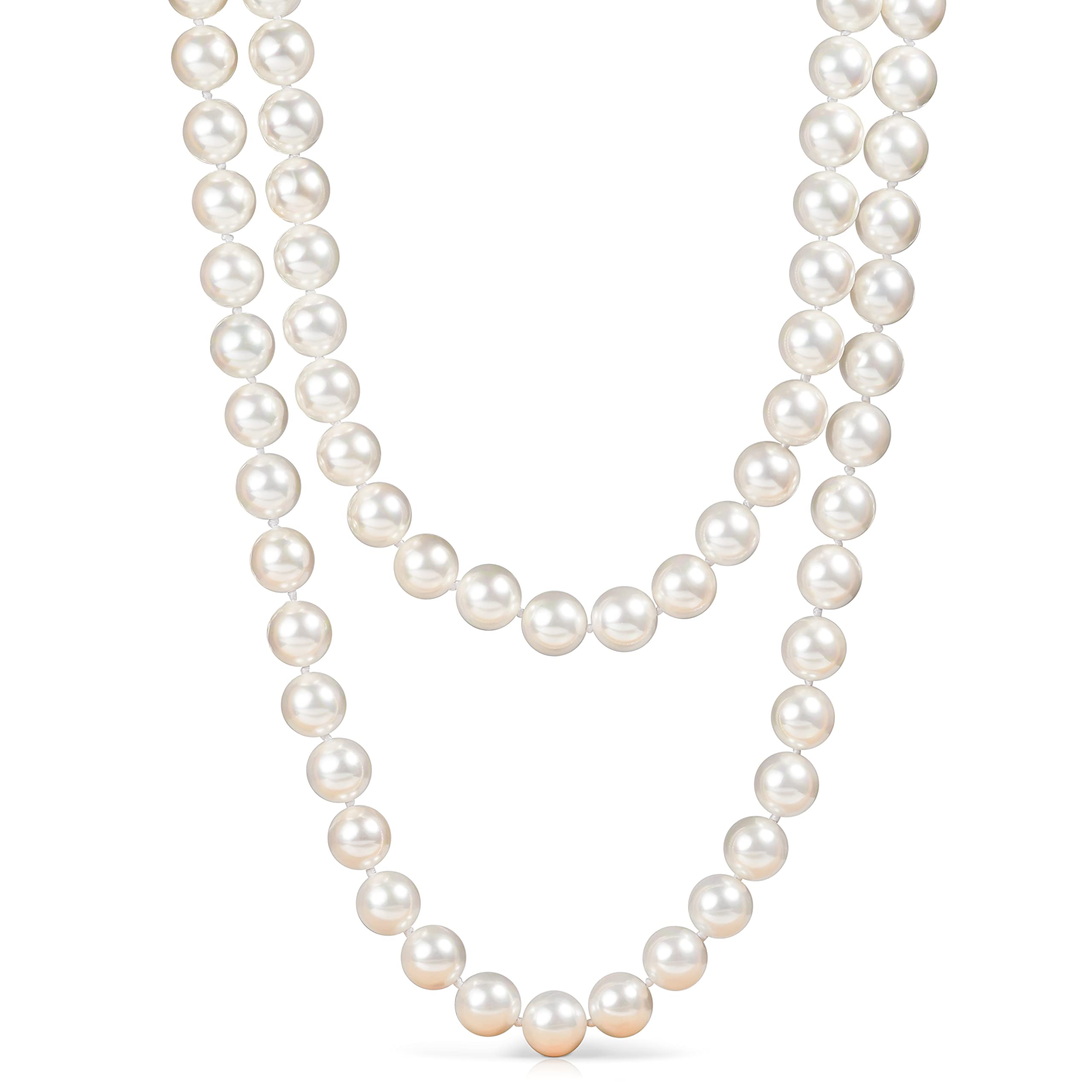 ZAVANA Elegante Collana Lunga di Perle da Donna in Perle di Conchiglia – Collana Senza Chiusura Multi-Giro, Bigiotteria di Qualità con Sacchetto Regalo