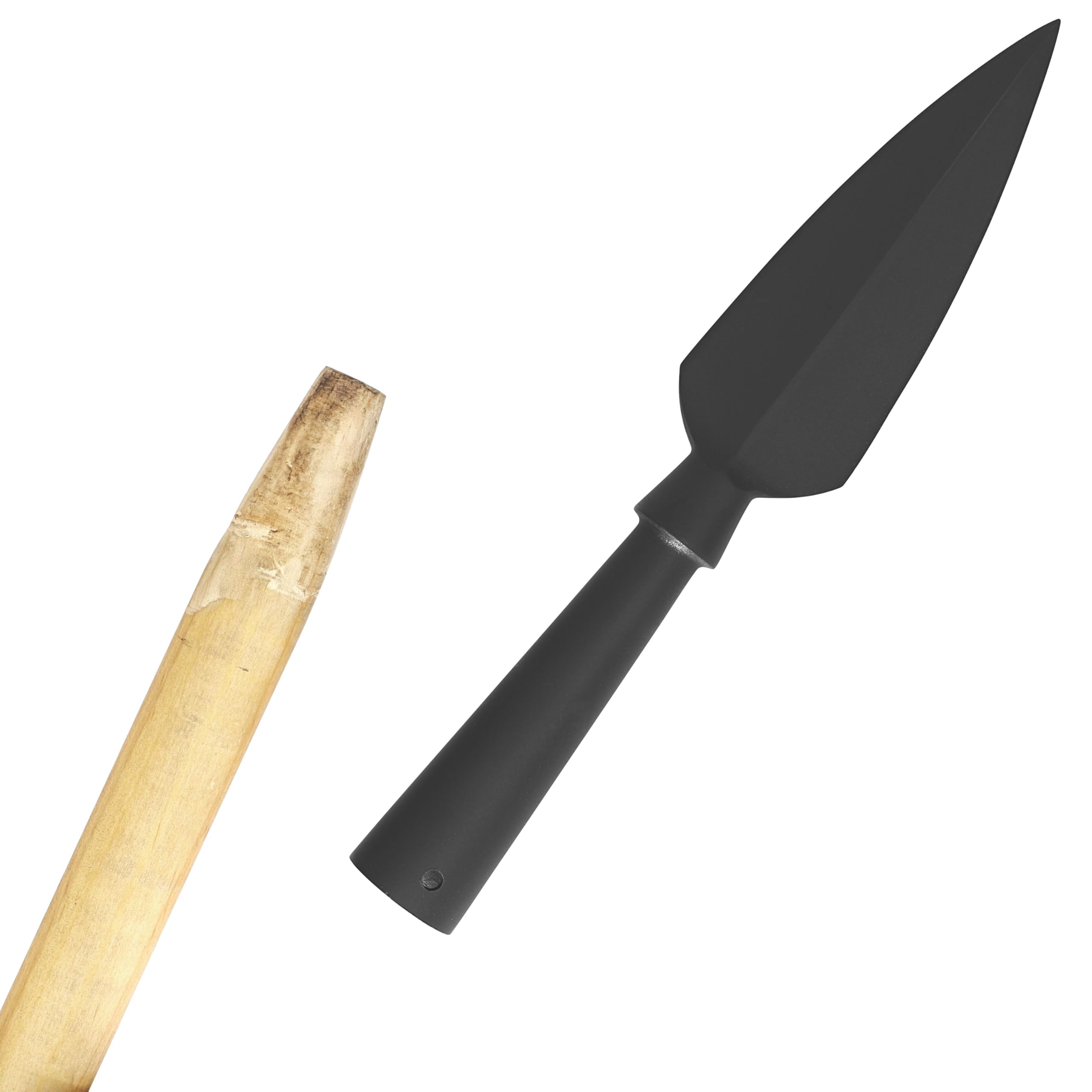 Armory Replicas™ Bloodborne Raider High Carbon Steel Leaf Shaped Sharpened Spear Head | Black Style Butt Cap.