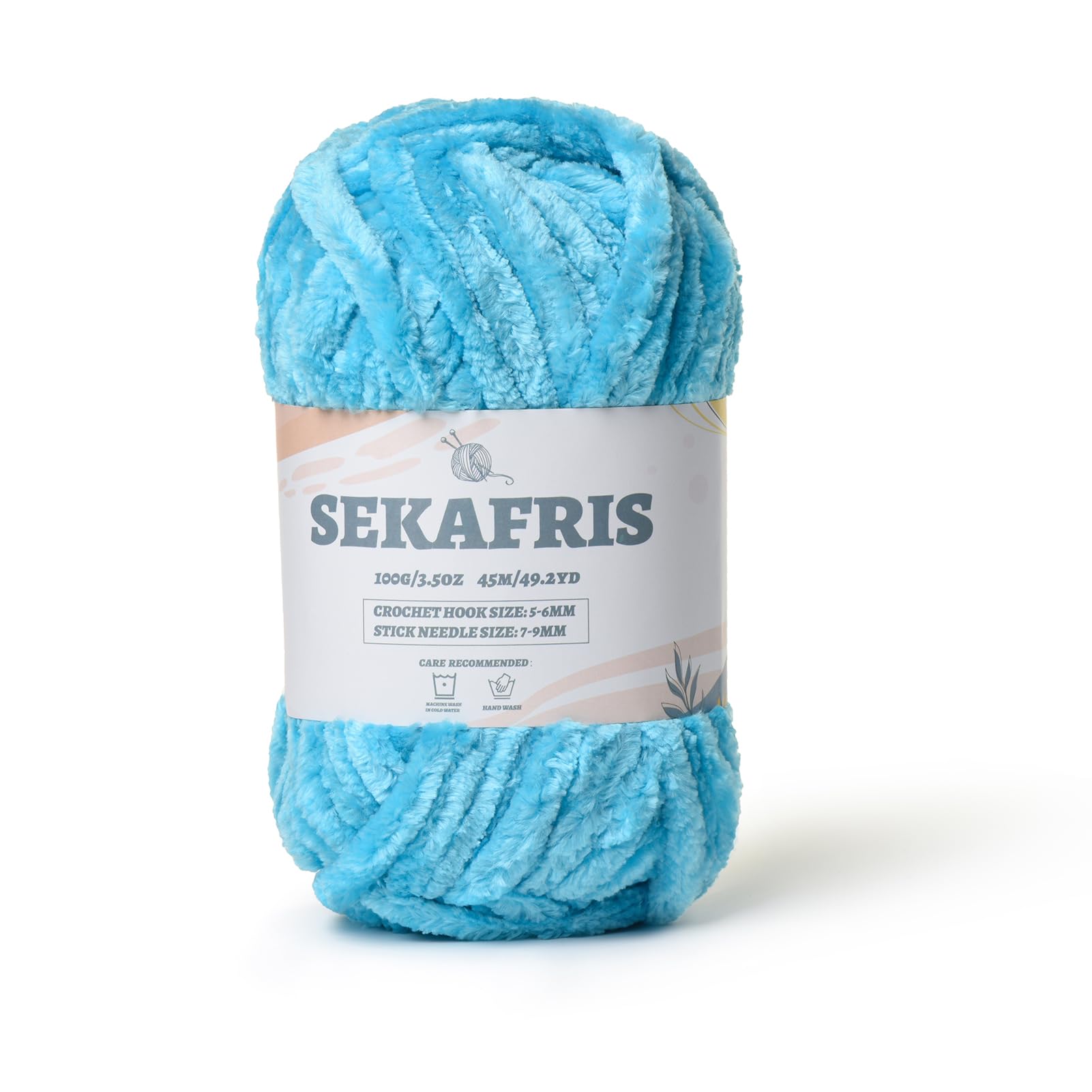 Chenille Velvet Soft Yarn Lake Blue 1 Pack