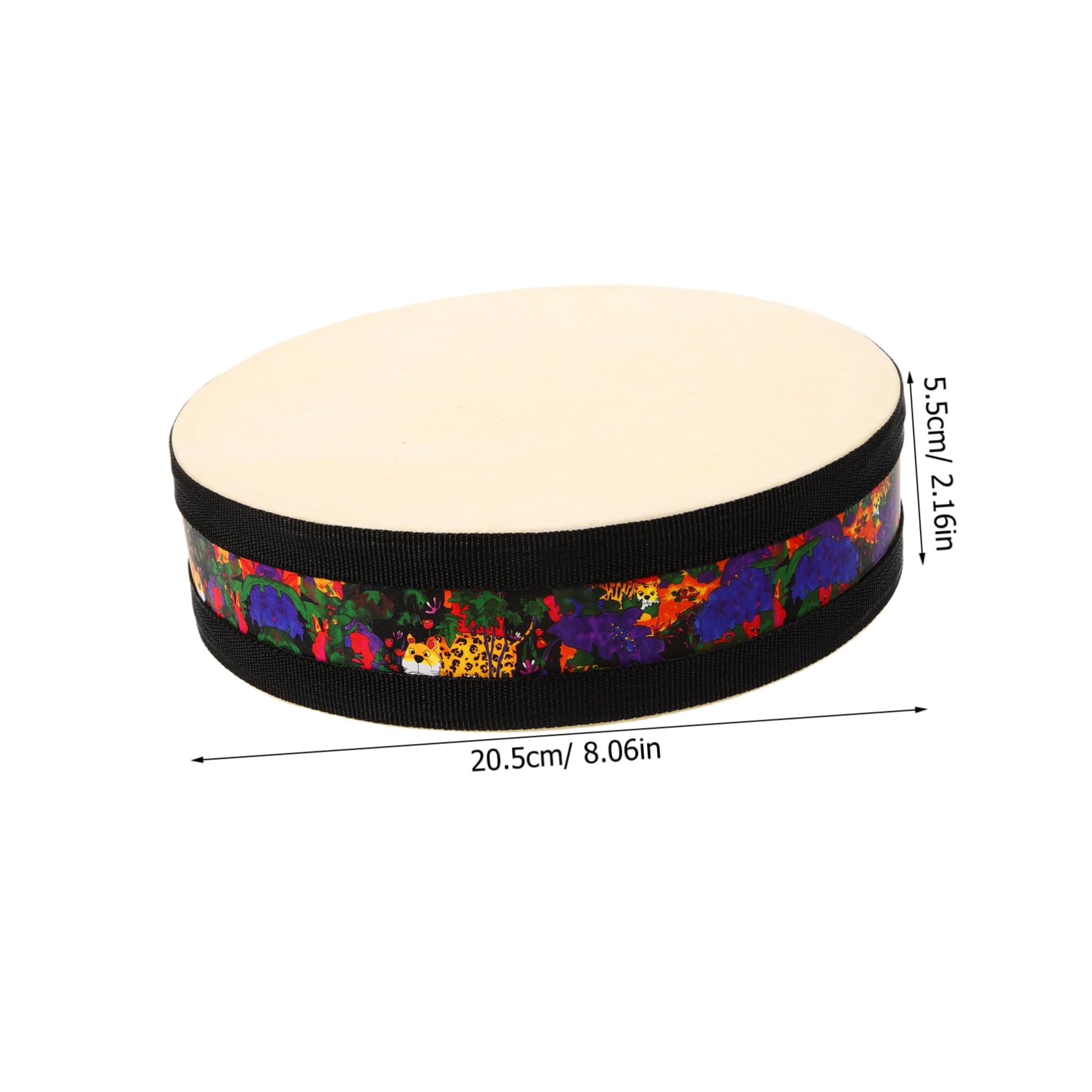 Tambour pour Débutants et Professionnels Rond à Percussion en Peau D'agneau et Bois Foncé Instrument de Musique Calme en Nouvel An pour Contemplation et Yoga