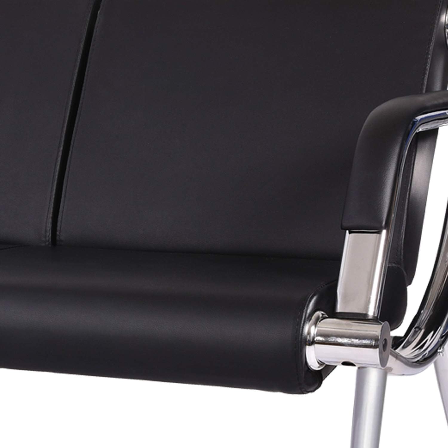 Waiting Room Chairs Reception Furniture, Salon Chair - PU Leather Chair for Guest Reception Waiting Room Airport Hospital Bank (3-Seat)