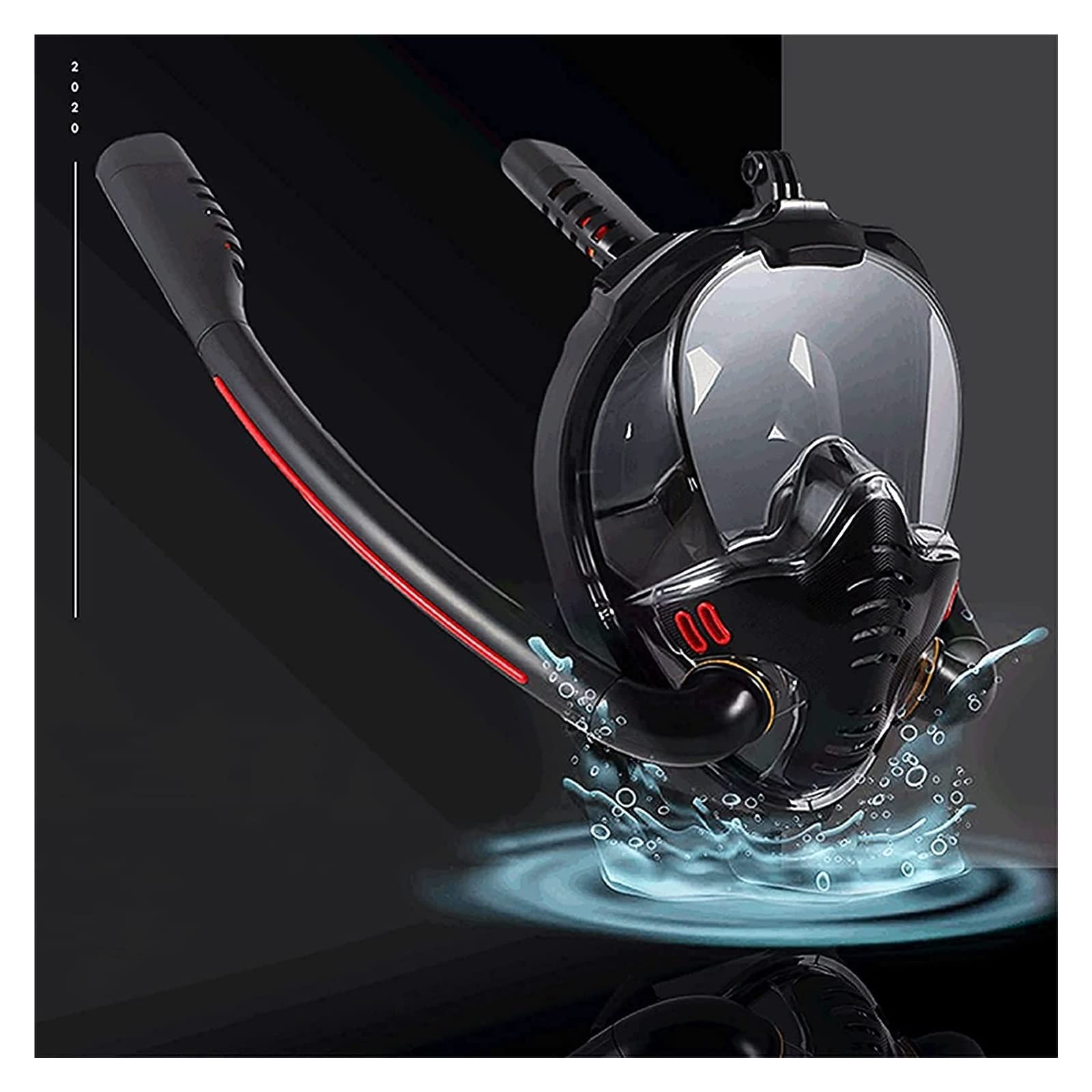 Máscara de Snorkel para Adultos, Hombres y Mujeres, máscara de natación con Doble Tubo de respiración, máscara de Snorkel de Silicona Completamente Seca, Gafas de Buceo,