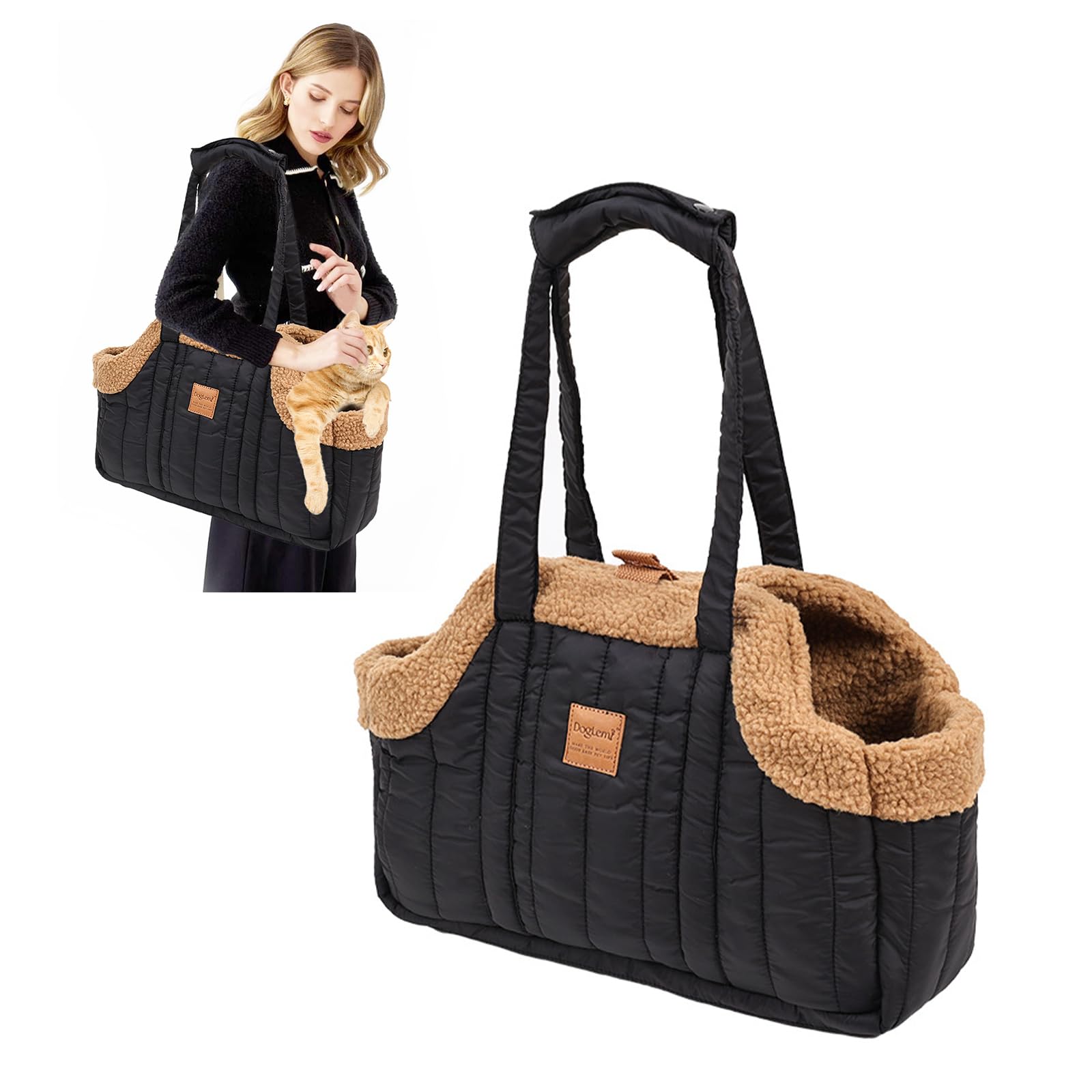 PETCUTE Tragetasche Hund und Katzen,Faltbare Warm Hundetragetasche Schultertasche mit Sicherheitshaken,Kopf heraus Welpentasche für Kleine Hunde Welpen Katzen