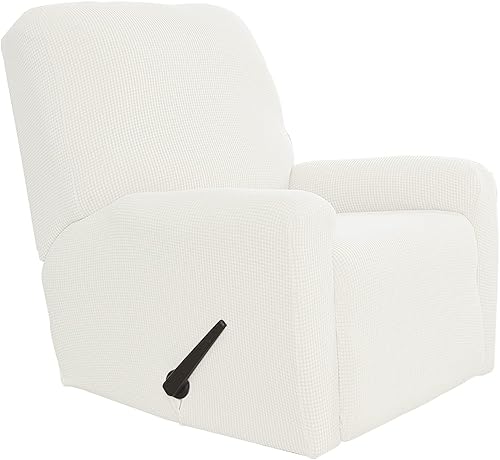 Easy-Going Funda de sofá reclinable, elástica, 4 piezas, protector de muebles, sofá suave con parte inferior elástica, tela jacquard de elastano