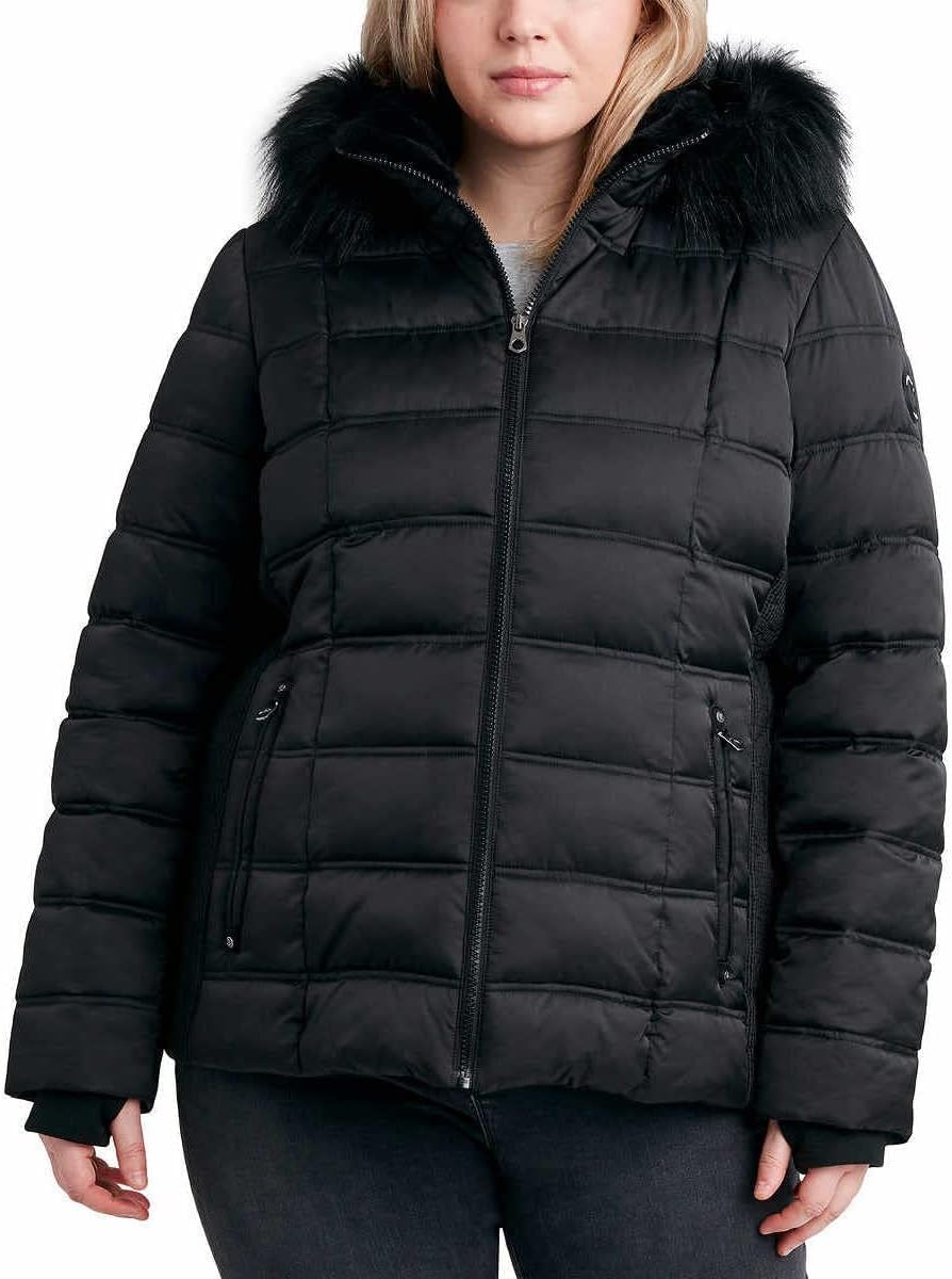 Nautica Womens Faux Fur Trim Hooded Midweight Puffer Jacket - Image 5