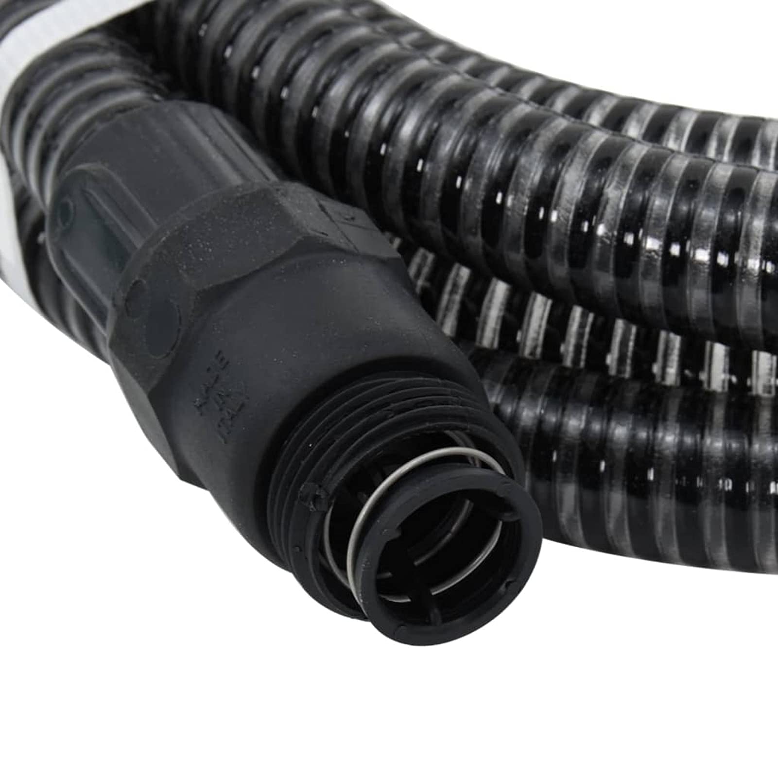 Tubo di Aspirazione con Raccordi in Ottone Nero 1" 10 m PVC,Tubo Aspirazione Rinforzato Per Pompe