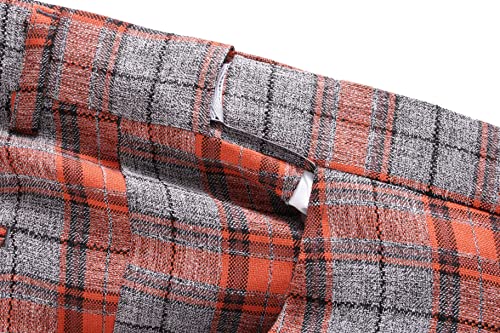 UNINUKOO Mens Suit Slim Fit 3 Piece Plaid Checked Tuxedo Formal Business Wedding Suits for Men US Size 42 Orange4