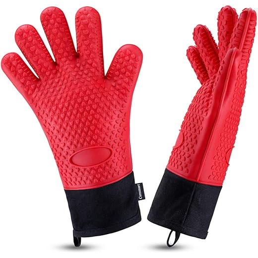 Heat Resistant Oven Gloves - Red
