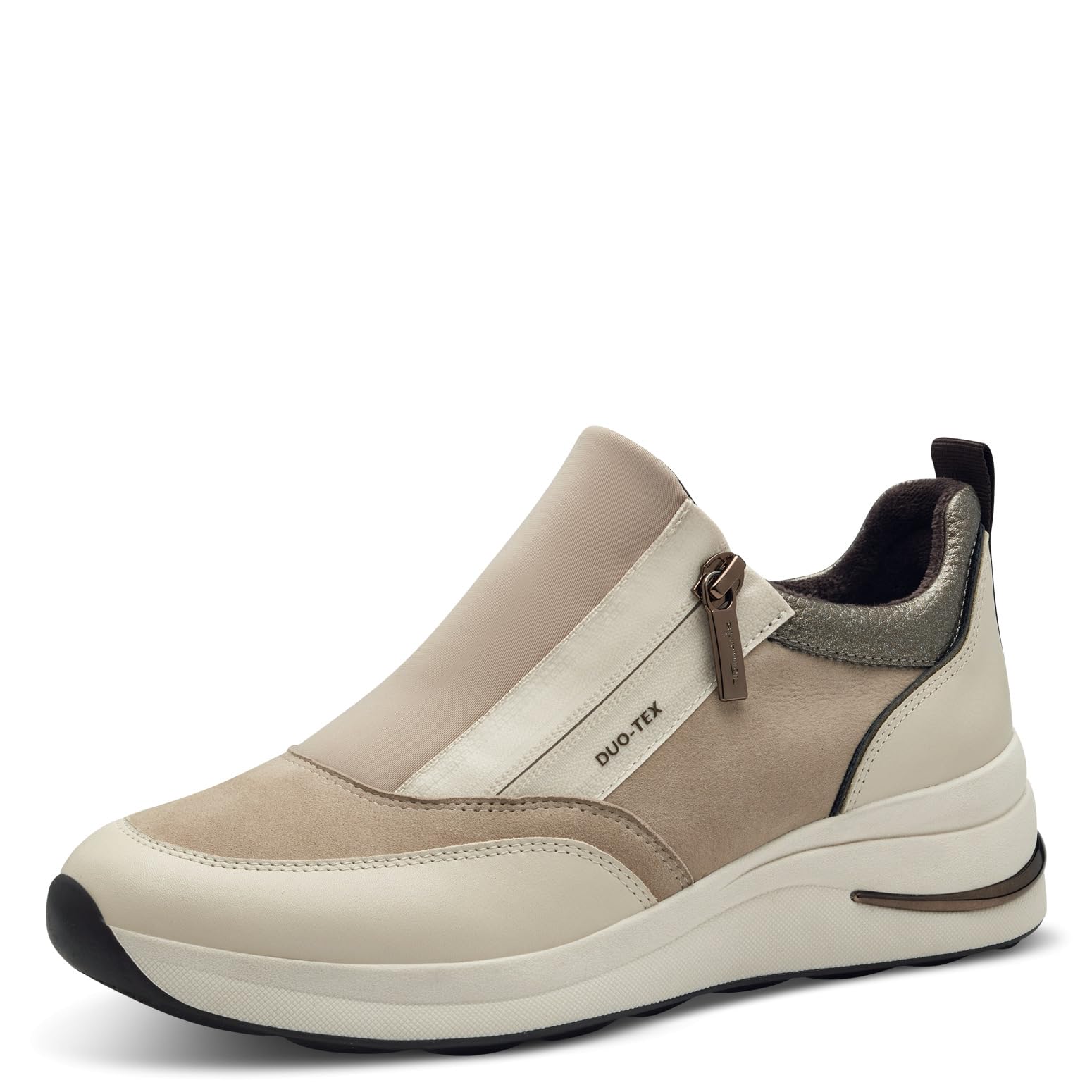 Tamaris Comfort Women’s Flat Sneakers with Zip Sporty , Beige, 6,5 UK