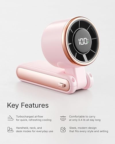 Miniatura 2 de Portable Handheld Turbo Fan - 5 Gear High Speed 4000mAh Rechargeable Mini Personal Hand Fan Blow Cold Air, Battery Operated Travel Essentials, Beach