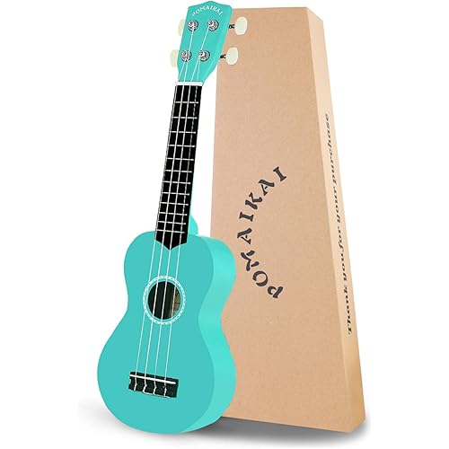 POMAIKAI Soprano Ukulele Starter Wood Ukele Hawaiian Guitar Ukelele 21" Beginner and Students (Blue)