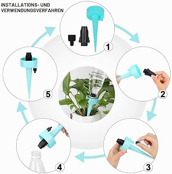 MEISHANG 6PCS Automatische Bewässerung von Pflanzen - Blumen - GartenTopfpflanzenGarten Pflanzen Blumen BewässerungssystemWasserspender für PflanzenEinstellbar Bewässerungssystem